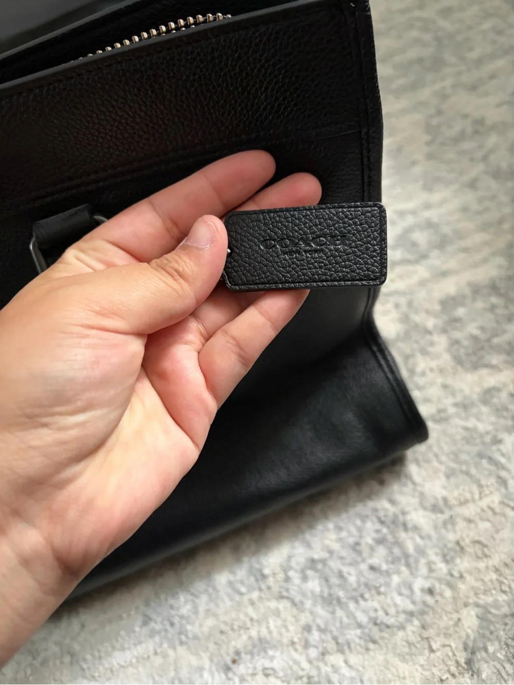 Coach Black Pebbled Leather Tote with Top Handles